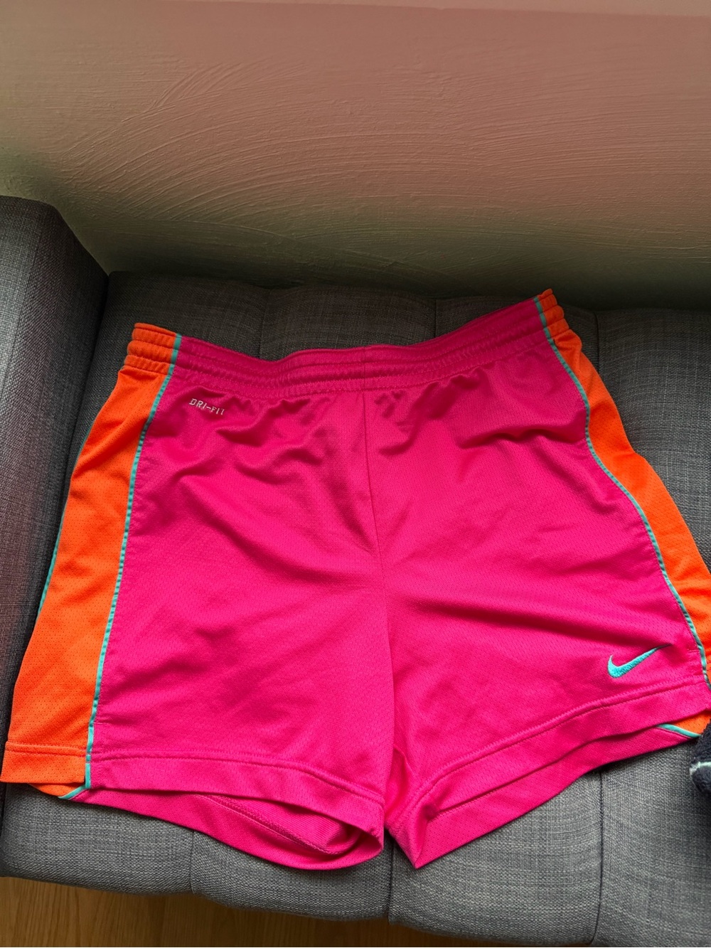 Nike Women’s Hot Pink Athletic Shorts with Orange Trim